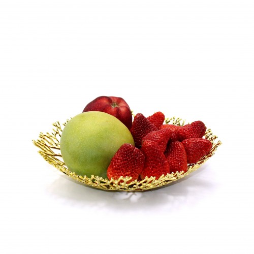 Golden Round Tree Branches Tray